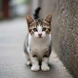 a photograph of a kitten in an alley