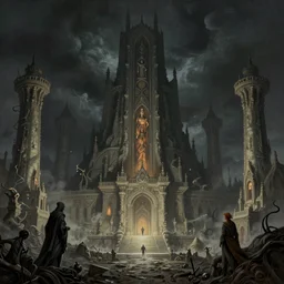 detailed art by carl gustav carus and zdzislaw beksinski, the great ancient forgotten city of lost carcosa, the ancient sleeping ghost city of hastur the king in yellow, 8 k resolution, smooth, sharp focus, dramatic dark eerie lighting, matte painting