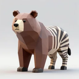 low poly render, bear zebra