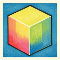 master color woodblock print, a cube