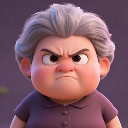 super cute but angry gran, portrait, face symmetry, centered, anime style, disney character style, octane render, symetrical portrait, 3 d, pixar, disney, epic lighting, cinematic composition, hyperrealistic, 8 k