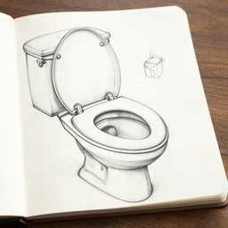 leonardo da vinci sketches of a toilet seat. blueprint of a toilet seat. booknote.