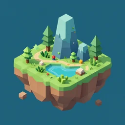 a floating island on an aquatic environment isometric art, low poly art, game art, artstation, 3D render, high detail, cgsociety, unreal engine 5