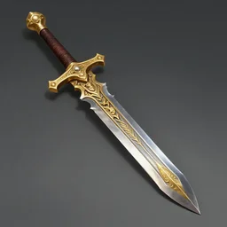 a concept art of an aztec iron and gold serrated sword, weapon, trending on artstation