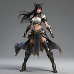 beautiful female catgirl martial arts fighter girl character street fighter full - length image, concept art futuristic norse, anime art, intricate details, highly detailed photorealistic portrait in the style of adam hughes, seseon yoon, artgerm and warren louw