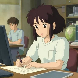 a film still of a disney girl animator working on a studio, animation studio, shirobako, detailed features, perfect art, gapmoe yandere, trending on pixiv fanbox, painted by makoto shinkai takashi takeuchi studio ghibli, akihiko yoshida