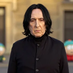 medium shot, golden hour, portrait of severus snape in style of south park
