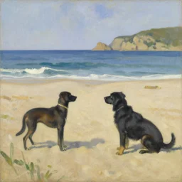 dogs on the beach painted by sorolla