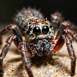 close up spider eyes glow iridescent