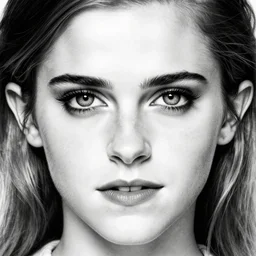 emma watson, beautiful piercing eyes, realistic face, black and white drawing, in the style of greg rutkowski, fantasy, amazing detail, epic, intricate, elegant, smooth, sharp focus
