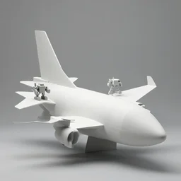 photo of minimalist abstract cubist sculpture of curvy spaceship with random small mecha mayan decorations, covered with few large white airplane parts