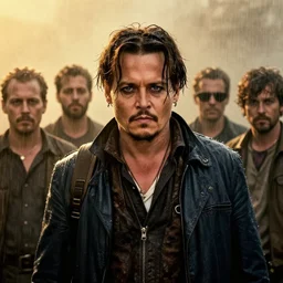 screenshoot from david lynch weird movie, face centered portrait of johnny depp, confident, fog, rain, volumetric lighting, beautiful, golden hour, sharp focus, ultra detailed, cgsociety by leesha hannigan, ross tran, thierry doizon, kai carpenter, ignacio fernandez rios, noir photorealism, film