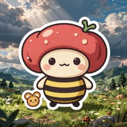 cute miss mascot trompignon trompignon foongus food sticker art, cronobreaker, beeple game icon