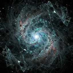 glass shards, space nebulae, irregular, non-symmetrical fractals
