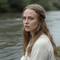 cinestill 5 0 d portrait of a dreamy beautiful alicia vikander 3 / 4 by roversi stay in a river likethe lady of shalott di john william waterhouse 3 5 mm lens, 8 k, elegant, highly detailed, pale mute matt, soft blur, artstation, sharp focus, head in focus