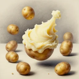 a mosh of potatoes doing the mashed potato dance, hyperrealistic, high - res, highly detailed, sketch, painting,