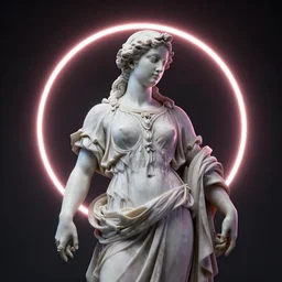 a renaissance statue with a neon ring art, ray tracing, 3 d render, 8 k resolution, shar focus, hyper detailed, hyper realistic