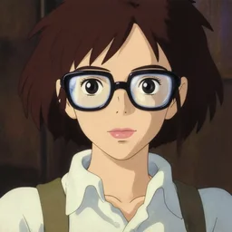 portrait of a stunningly beautiful female nerd, big thick glasses, wearing an unbutton shirt, greg manchess painting by sargent and leyendecker, studio ghibli fantasy close - up shot asymmetrical intricate elegant matte painting illustration, by greg rutkowski by greg tocchini by james gilleard