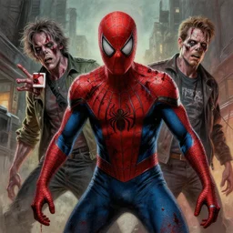 a highly detailed zombified bloody! painting of peter parker, by james gurney, greg rutkowski, by craig mullins