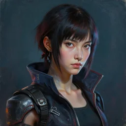 portrait masterpiece painting of cyberpunk korra from avatar matte painting concept art, in the style of peter mohrbacher, artgerm, dramatic lighting and composition, octane render, trending on artstation, concept art 8 k