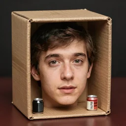 thom yorke is trapped inside a tiny cardboard box that chris martin puts in a box made from his face and all his other stuff.