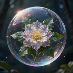 forest inside soap bubble, symetric, organic, flower, leaf, cosmic, futuristic, global illumination, radiant light, stellar background, highly detailed, deep focus, elegant, by paul laffoley