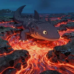 a wholesome animation key shot of a hollow landscape, lava, giant salamander, studio ghibli, pixar and disney animation, sharp, rendered in unreal engine 5, anime key art by greg rutkowski, bloom, dramatic lighting, volumetric lighting