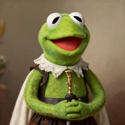 the war of kermit, renaissance painting, portrait, high definition, detailed, clean, natural tones,