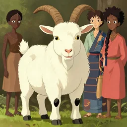 maximalist intimidating goat, trending on pixiv fanbox, painted by makoto shinkai takashi takeuchi studio ghibli, akihiko yoshida, yoshitaka amano, wangechi mutu, clean cel shaded vector art. shutterstock. behance hd by lois van baarle, artgerm, helen huang, rossdraws, illustration