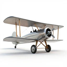 enamel biplane, stylized 3d render, isolated on a pure white background, centered, entire object in frame, sharp focus, soft studio lighting