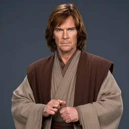 Charles Dance as Obi-Wan Kenobi using the force in the film Star Wars, very detailed, tall shot, looking forward, detailed hands, detailed eyes