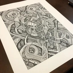 infinite dimensions draw in intricate detail with micron black ink on large parchment