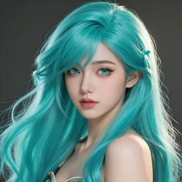 beautiful girl with long turqoise hair, cute, intricate, highly detailed, digital painting, trending on artstation, concept art, smooth, sharp focus, backlit, rim light, vivid colors, illustration, unreal engine 5, 8 k, art by rossdraws