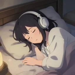 girl listening to music at 1 am falling asleep, anime, kyoto animation key visual