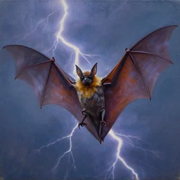 Oil painting of the lightning bat