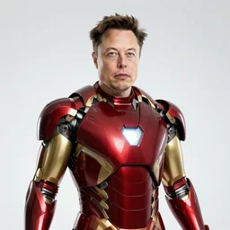 Elon musk in an iron man suit, backlit, hyper realistic