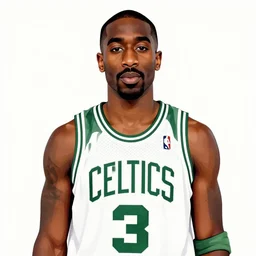 portrait of tupac shakur, boston celtics jersey number 3 4, green, white, cartoon digital art, fantasy art by steve argyle, trending on artstation