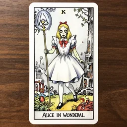 zombie Alice in wonderland tarot card , pen and ink, intricate line drawings, by Yoshitaka Amano, Ruan Jia, Kentaro Miura, Artgerm, watercolor