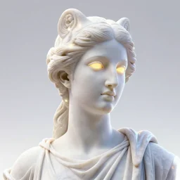 sci - fi cgartist wide shot anaglyph ambient occlusion rendering of a hyper realistic marble greek statuary beautiful goddess glowing with embedded leds head product photo high key colored lighting, trending on artstation volumetric lighting