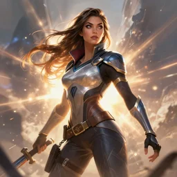 Emily Ratajkowski   as an Apex Legends character digital illustration portrait design by, Mark Brooks and Brad Kunkle detailed, gorgeous lighting, wide angle action dynamic portrait