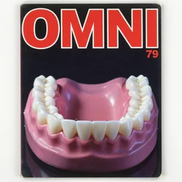 1979 OMNI Magazine Cover of dentures. in cyberpunk style by Vincent Di Fate