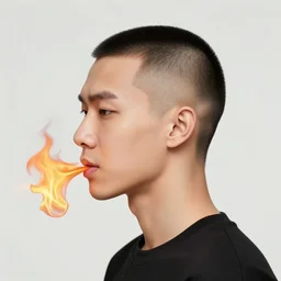 “fire breathing dragon, shaved hair design”