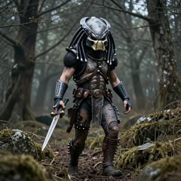 High Fantasy Predator from the movie Predator in the forest plains of north yorkshire, 4k