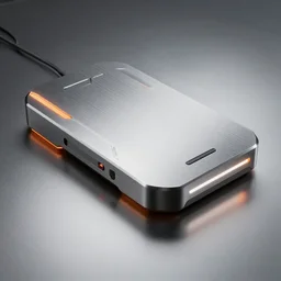 metallic grey, orange, white and black futuristic cyber design brushed metal