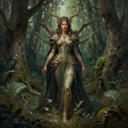 digital _ painting _ of _ the goddess of the forest _ by _ filipe _ pagliuso _ and _ justin _ gerard _ symmetric _ fantasy _ highly _ detailed _ realistic _ intricate _ port