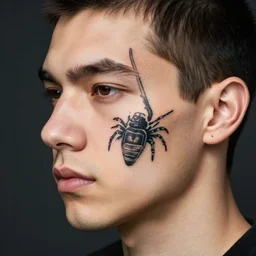 a picture of a brand new tattoo on my handsome face of a mcrib