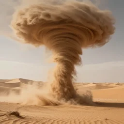 a monster that is a tornado of sand over the desert, 4k, hyper detailed, photorealistic