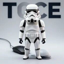 computer mouse in style of stormtrooper. studio photography. magazine advert.
