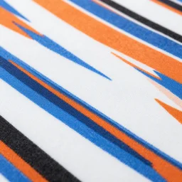 colourful cloth texture of white, blue, orange and black stripes
