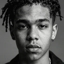 the face of young juice wrld at 1 9 years old, black and white portrait by julia cameron, chiaroscuro lighting, shallow depth of field, 8 0 mm, f 1. 8